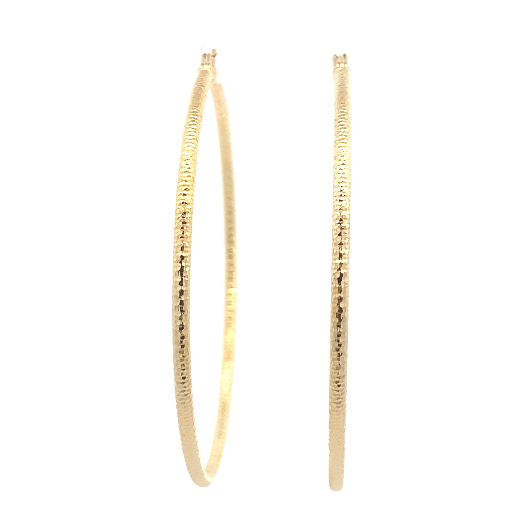 14K Yellow Gold 40MM Diamond Cut Hoops