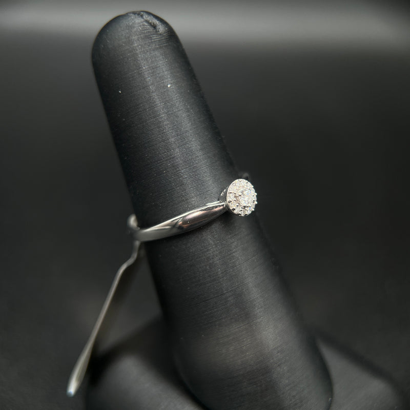 10K White Gold 1/10CT. Diamond Halo Cathedral Promise Ring
