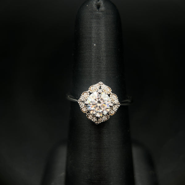 Vintage Inspired Sterling Silver Moissanite Ring