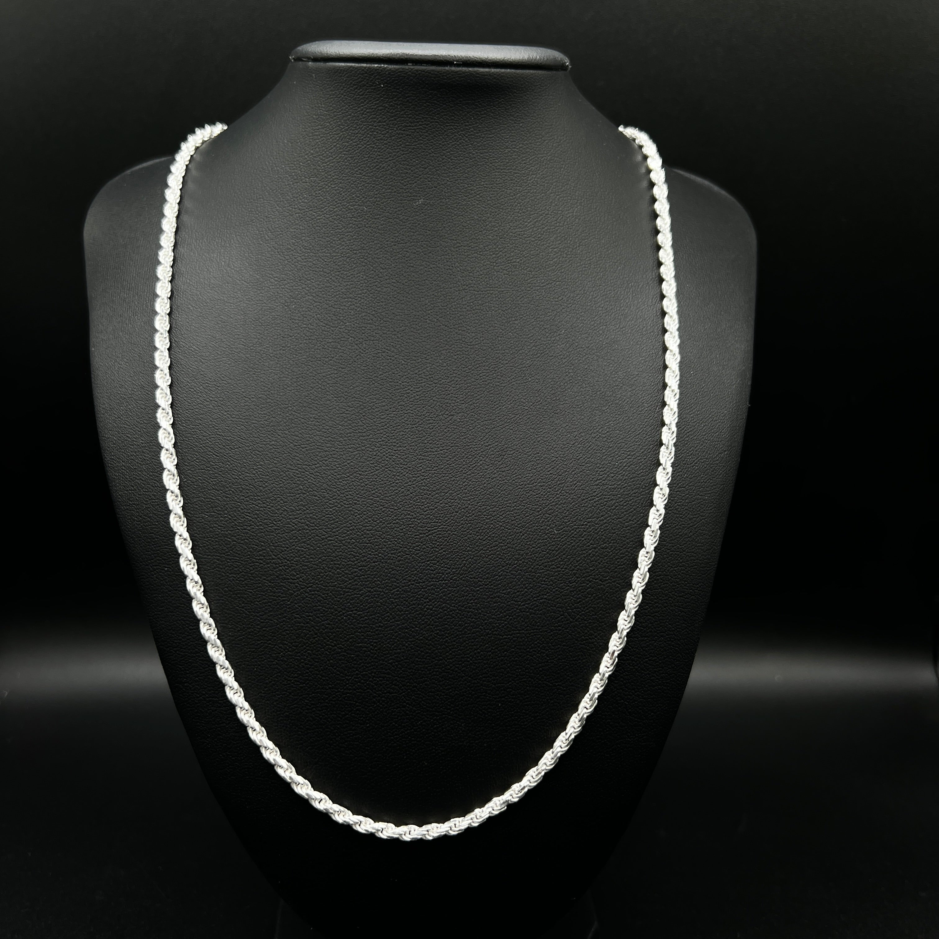 Sterling Silver 22" Diamond Cut 3MM Rope Chain