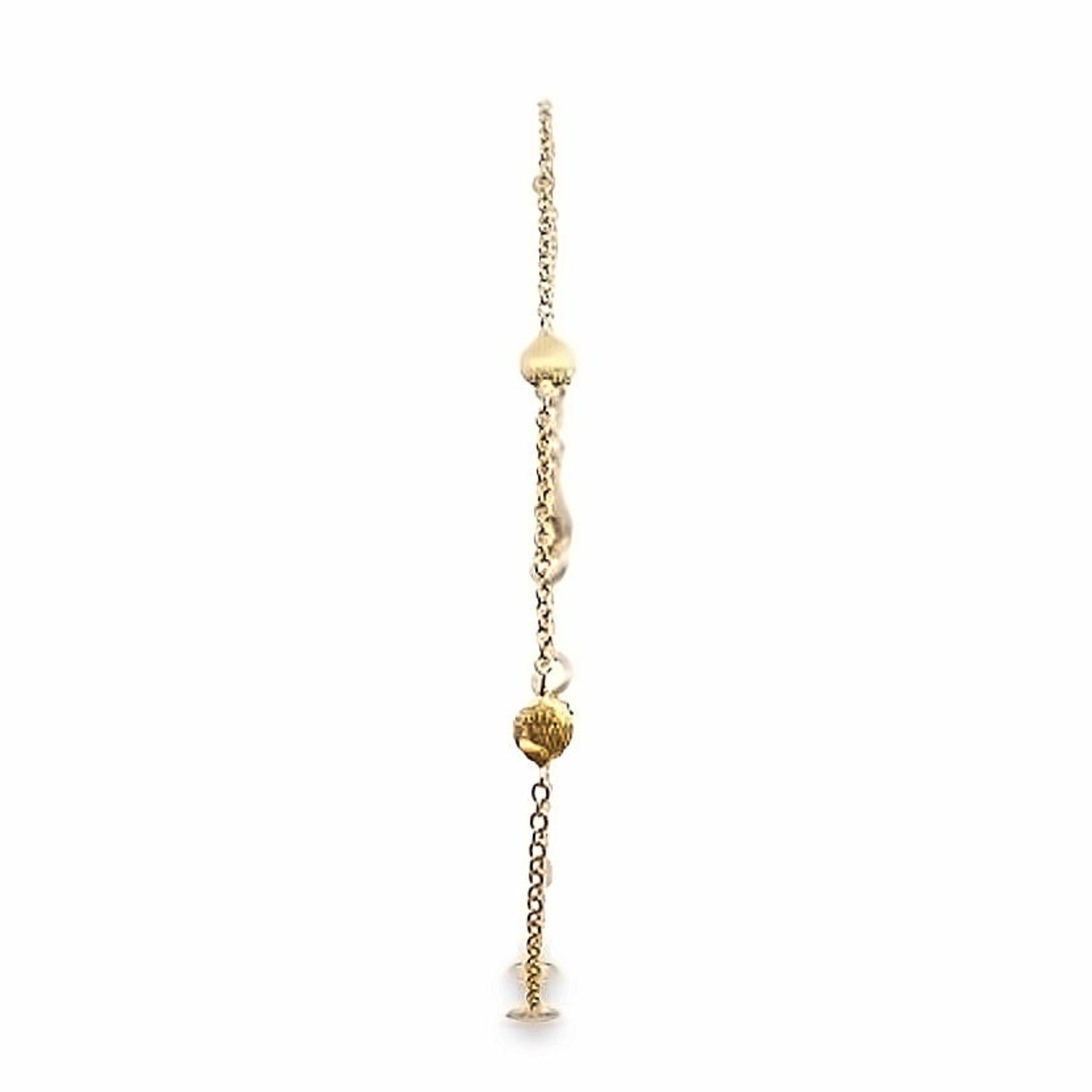 14K Yellow Gold Satin round Station Bracelet