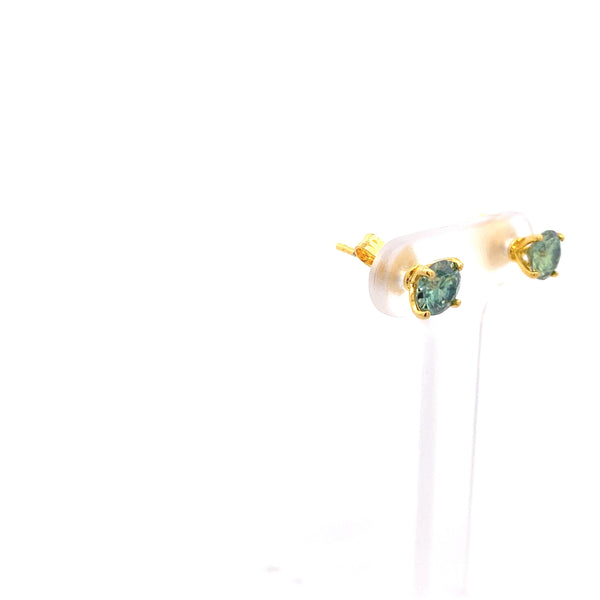 Yellow Gold-Plated  1.25CT. Green Moissanite Studs
