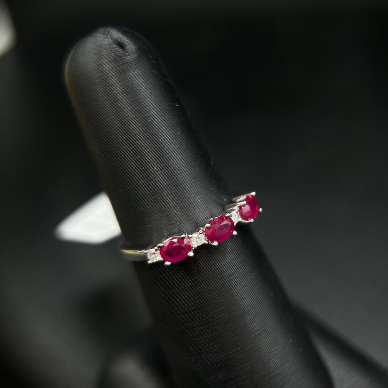 14KW .09CTW Diamond and .70CTW Ruby Ring