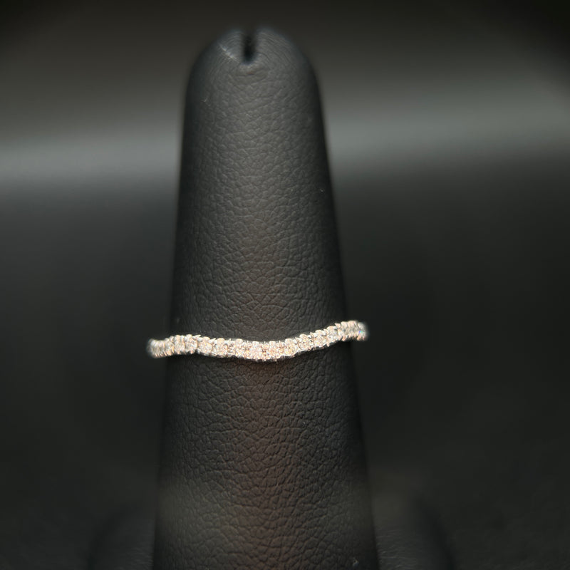 10K White Gold 1/8CT. Curved Diamond Band