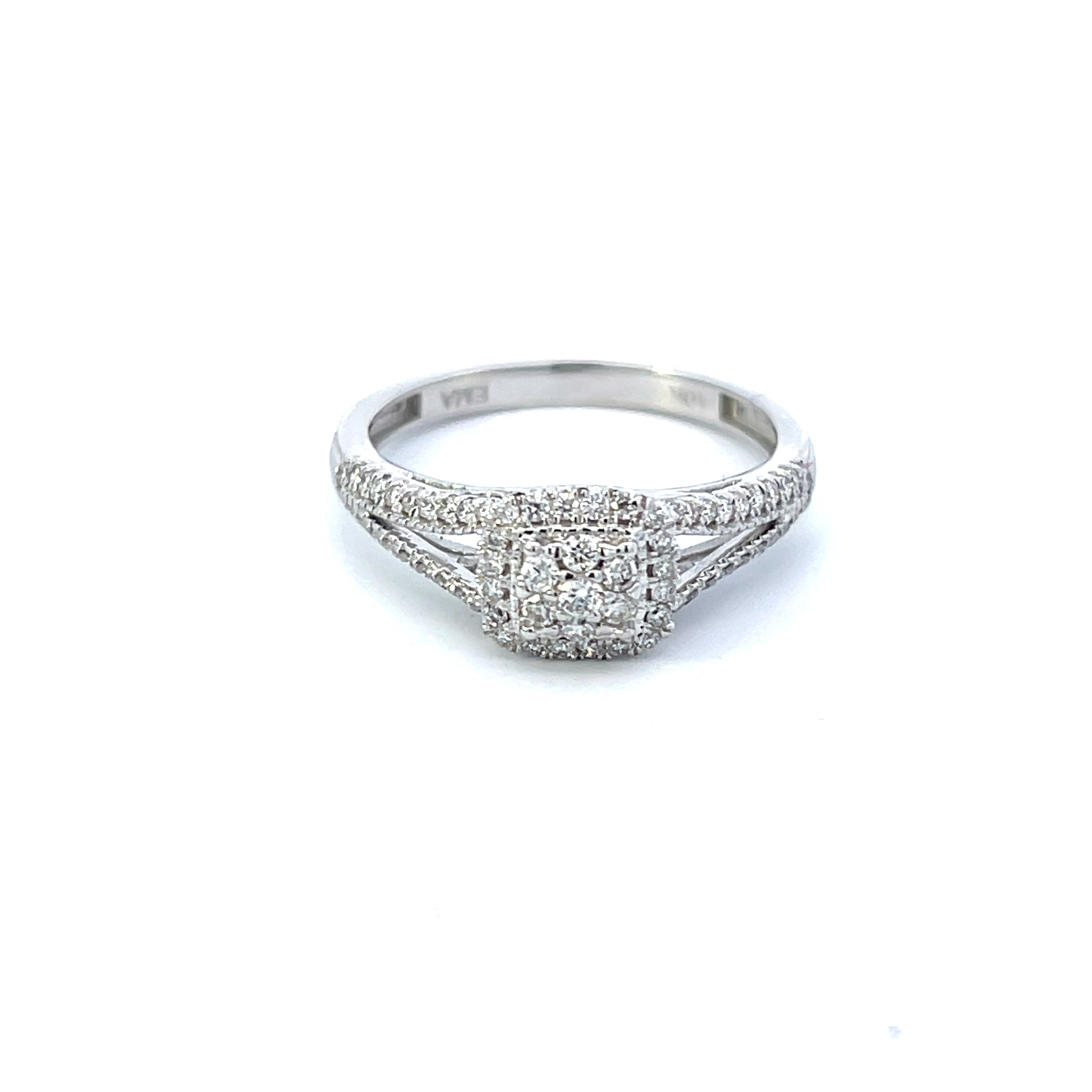 The "Isabelle" — 10K White Gold 1/2CTW. Diamond Split Shank Engagement Ring