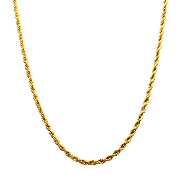 INOX 18K Gold-Plated Stainless Steel 4MM 22" Rope Chain