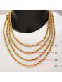 INOX Stainless Steel 6mm 18K Gold IP 22" Rope Chain Necklace