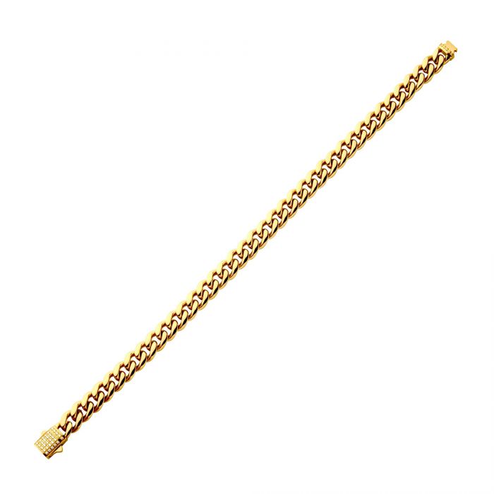 INOX Stainless Steel 8mm 18K Gold IP Miami Cuban Chain Bracelet