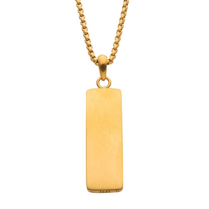 INOX 18K Gold-Plated Engravable Pendant with Box Chain